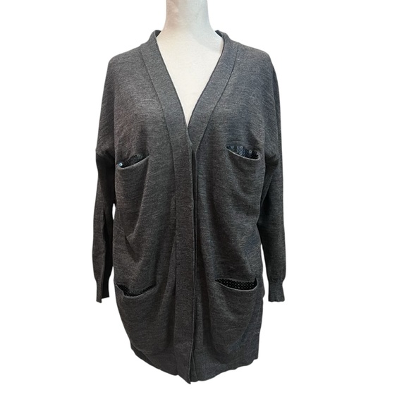 3.1 Phillip Lim Gray Merino Wool Cardigan Pockets Sequins Size XS - Picture 1 of 10